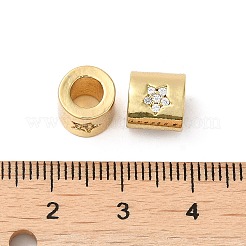 Rack Plating Brass Micro Pave Cubic Zirconia European Beads&nbsp;KK-K377-08G