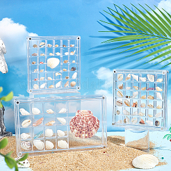4Pcs 3 Styles Transparent Acrylic Grided Storage Boxes with Magnetic Lid for Loose Shell Beads&nbsp;CON-GA0001-37