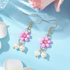 6 Pairs 6 Colors Shell Pearl Beads & Glass Seed Dangle Earrings&nbsp;EJEW-MZ00310
