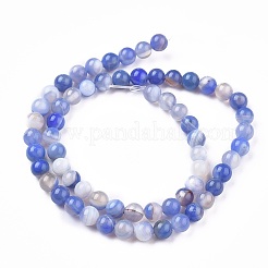 Natural Striped Agate/Banded Agate Beads Strands&nbsp;G-I261-C02-6mm