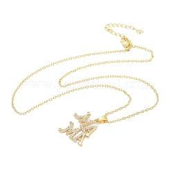 Mother's Day Brass Micro Pave Clear Cubic Zirconia Pendant Necklaces for Women&nbsp;LS-NJEW-Q021-01B-G