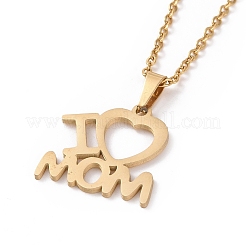 304 Stainless Steel Heart with Word I Love Mom Stud Earrings and Pendant Necklace Set&nbsp;AJEW-B019-08