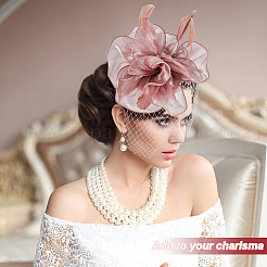 Feather Flower Mesh Veil Headband&nbsp;MRMJ-WH0077-121