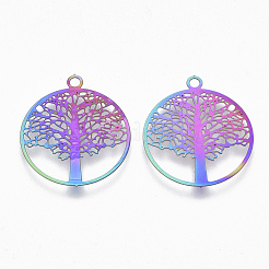 Ion Plating(IP) 201 Stainless Steel Filigree Pendants&nbsp;X-STAS-R102-13
