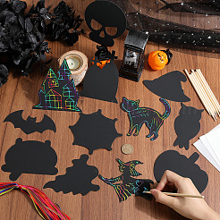 Halloween Rainbow Scratch Paper Art Pendant Decoration Kits&nbsp;DIY-WH20013-22