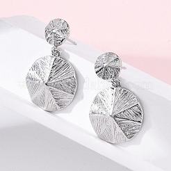 Flat Round Brass Dangle Stud Earrings&nbsp;EJEW-R025-25P
