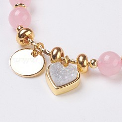 Natural Rose Quartz Beads Stretch Bracelets&nbsp;BJEW-I261-01C