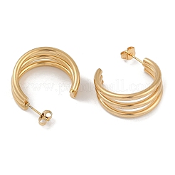 PVD Vacuum Plating 201 Stainless Steel Moon Stud Earrings&nbsp;LS-EJEW-I309-73G-03