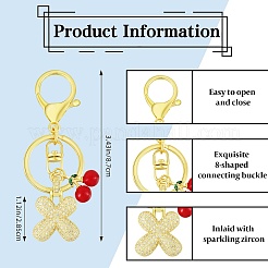 Brass Micro Pave Clear Cubic Zirconia Letter Pendant Keychain&nbsp;KEYC-SW00015-X