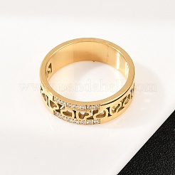 304 Stainless Steel Micro Pave Cubic Zirconia Finger Rings for Women&nbsp;RJEW-K315-02G