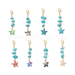 Synthetic Turquoise Starfish Pendant Decorations&nbsp;HJEW-JM03642-01