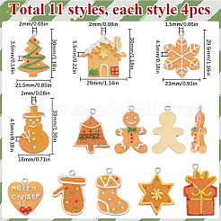 44Pcs 11 Styles Christmas Plastic Pendants&nbsp;FIND-SC0011-38