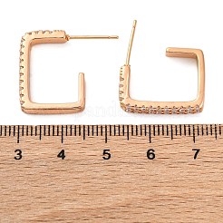 Rectangle Brass Micro Pave Clear Cubic Zirconia Stud Earrings&nbsp;EJEW-K300-30G