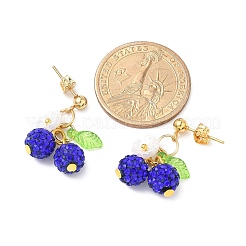 Cherry 304 Stainless Steel Handmade Polymer Clay Rhinestone Dangle Stud Earrings&nbsp;EJEW-JE06428-01