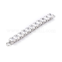Brass Clear Square Cubic Zirconia Links Connectors&nbsp;ZIRC-G170-22P