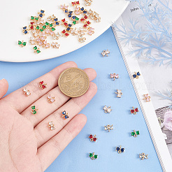 30Pcs 6 Colors Brass Cubic Zirconia Charms&nbsp;KK-PH0005-66
