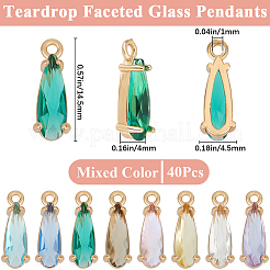 40Pcs Faceted Glass Pendants&nbsp;GLAA-BBC0001-05