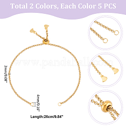 10Pcs 2 Colors 304 Stainless Steel Box Chain Slider Bracelet Makings&nbsp;AJEW-UN00016