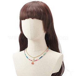 Teardrop Natural Agate Beads & White Jade Pendant Necklace Sets&nbsp;NJEW-JN04093