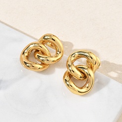 Curb Chain 304 Stainless Steel Stud Earrings for Women&nbsp;EJEW-K333-29G