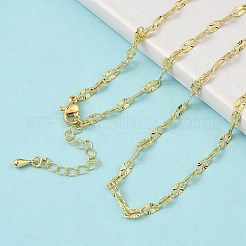 3MM Brass Textured Dapped Chain Necklaces&nbsp;NJEW-P339-01B-G