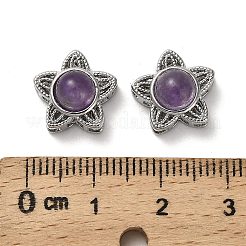 Brass Pave Natural Amethyst Multi-Strand Links&nbsp;KK-D366-01P-B