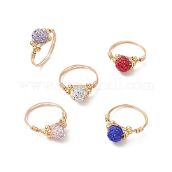 Handmade Polymer Clay Rhinestone Finger Rings for Women&nbsp;RJEW-JR00918