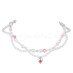 Alloy Heart Pendant Necklace&nbsp;NJEW-FZ00004-11