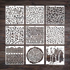 Tree/Wave/Star Pattern Eco-Friendly PET Plastic Hollow Painting Silhouette Stencil&nbsp;DRAW-PW0008-03