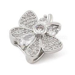 Brass Micro Pave Cubic Zirconia Slide Charms&nbsp;ZIRC-I068-22P-01