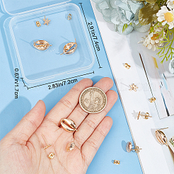 12Pcs 3 Style Shell & Starfish Shape Brass Stud Earring Findings&nbsp;KK-BBC0012-74