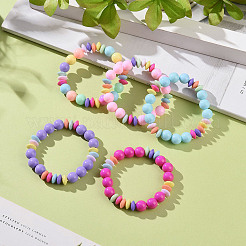 Opaque Acrylic Round & Rondelle Beaded Stretch Bracelets&nbsp;BJEW-JB09099