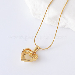 3Pcs Stainless Steel Pave Imitation Pearl Vintage Textured Heart Pendant Necklaces for Women&nbsp;NI2105