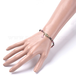 Natural Rhodonite Stretch Charm Bracelets&nbsp;BJEW-JB04849-03
