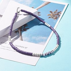 Polymer Clay Heishi Beaded Necklace with Word Love for Women&nbsp;NJEW-JN03790