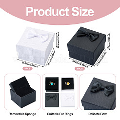 12Pcs 2 Colors Square Cardboard Paper Ring Gift Storage Boxes&nbsp;CON-TA0001-23