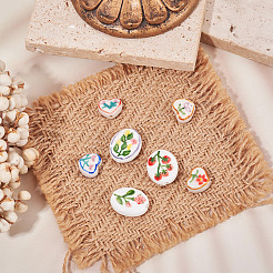 7Pcs 7 Styles Flower Pattern Handmade Porcelain Beads&nbsp;PORC-TA0001-67