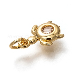 Brass Micro Pave Clear Cubic Zirconia Charms&nbsp;ZIRC-B002-25G