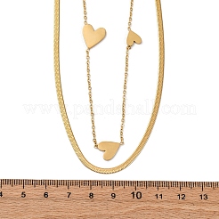 304 Stainless Steel Double Layer Link Chain Necklaces&nbsp;NJEW-R026-01G-03