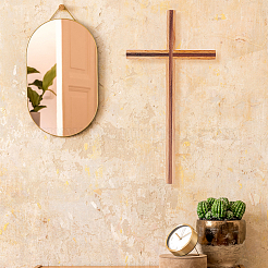 Walnut & Rubber Wood Cross&nbsp;AJEW-WH0041-40
