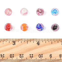 32Pcs 8 Colors Handmade Luminous Inner Flower Lampwork Beads&nbsp;LAMP-FS0001-34