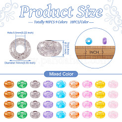 90Pcs 9 Colors Transparent Crackle Acrylic Beads&nbsp;MACR-TA0001-28