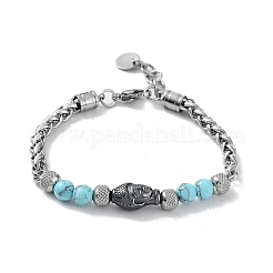 Natural & Synthetic Mixed Gemstone Round Beaded Bracelets&nbsp;BJEW-Q777-03