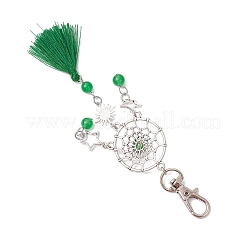 Natural & Dyed Malaysia Jade Bead & Alloy Pendant Decoration&nbsp;HJEW-JM02936-01