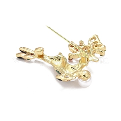 Alloy Reindeer Brooch with Plastic Pearl for Christmas&nbsp;JEWB-A004-03G