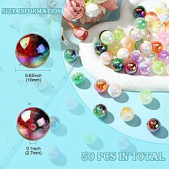 50Pcs UV Plating Opaque Crackle Two-tone Acrylic Beads&nbsp;MACR-CJ0001-96