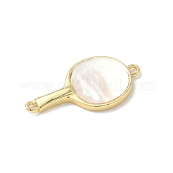 Brass Pave Natural Shell Racket Pendants&nbsp;KK-L239-067G-01