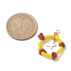 Natural Red Jasper Chips & Glass Seed Pendants&nbsp;PALLOY-MZ00184-03