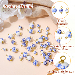 48Pcs 3 Styles Printed Handmade Porcelain Pendants&nbsp;PALLOY-SW00150