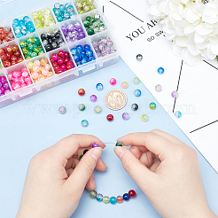 DIY Baking Paint Crackle Glass Beads Stretch Bracelet Making Kits&nbsp;DIY-PH0004-54B